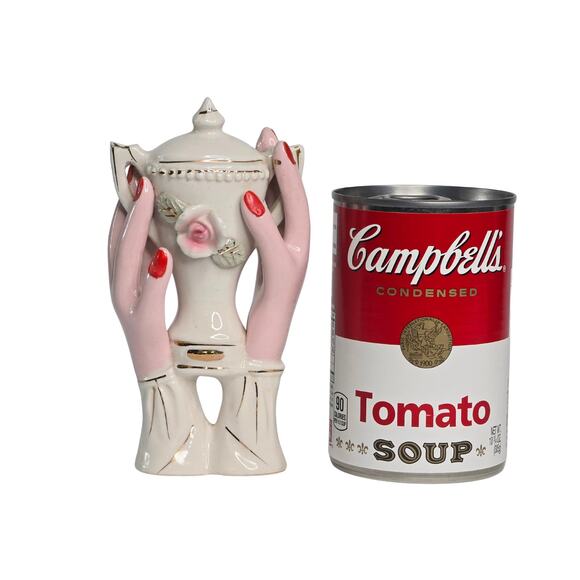 Vintage Hands Holding Vase Mid Century Ceramic, Hands with Red Painted Nails - Picture 5 of 10